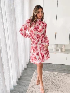 Outlet Neary Dress - Pink Floral Long Sleeve Dresses|Maternity Dresses