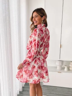 Outlet Neary Dress - Pink Floral Long Sleeve Dresses|Maternity Dresses