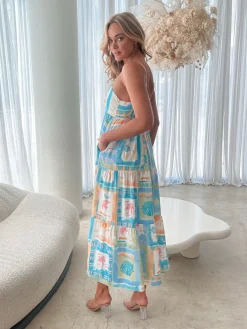 Hot Nishka Dress - Blue Print Linen Dresses|Curve Dresses