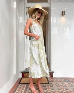 Outlet Noerele Dress - Light Khaki Linen Dresses|Floral Dresses