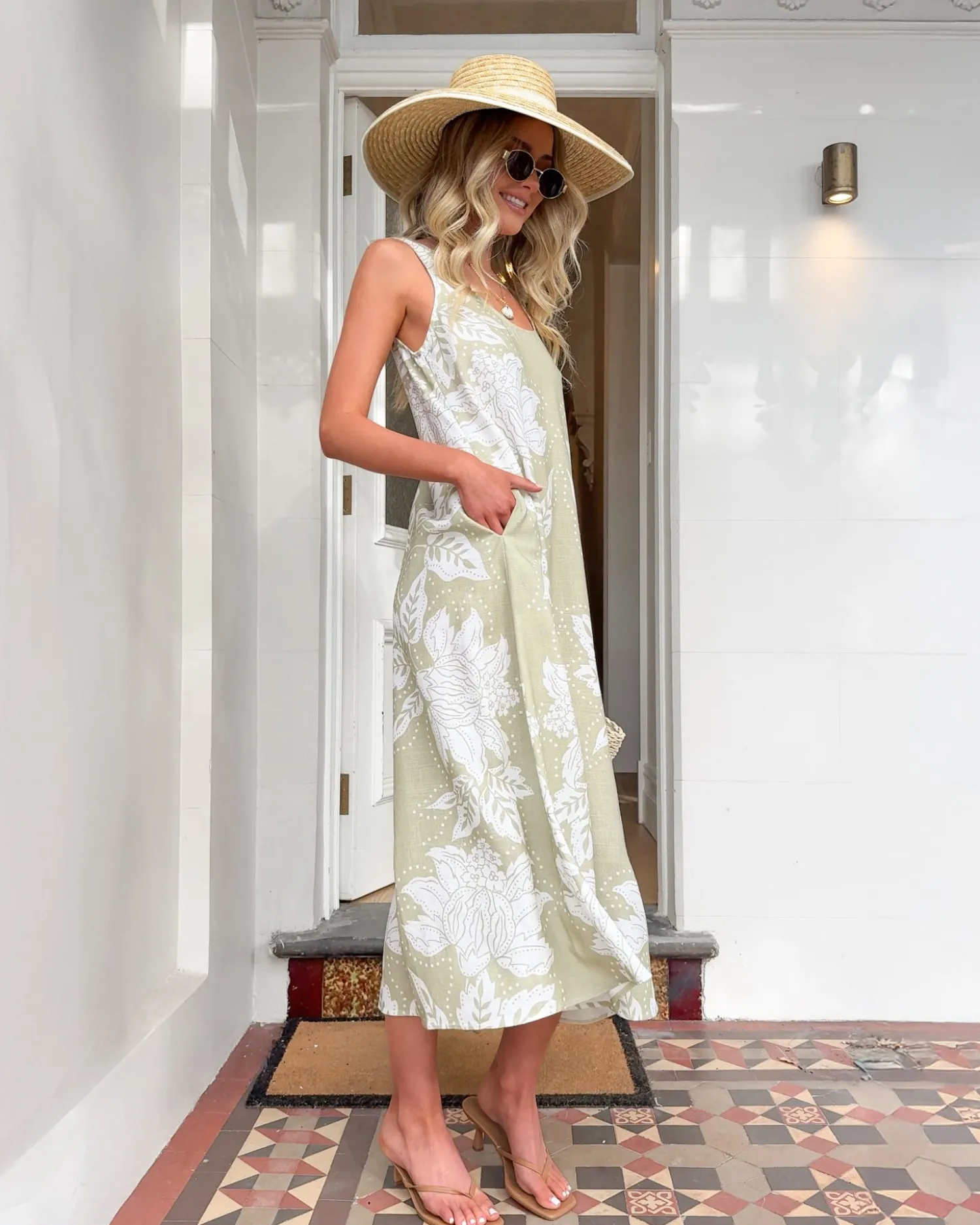 Outlet Noerele Dress - Light Khaki Linen Dresses|Floral Dresses