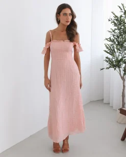 Clearance Nolira Dress - Pink Off The Shoulder Dresses|Maxi Dresses