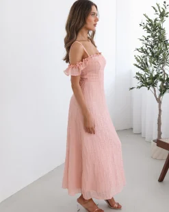 Clearance Nolira Dress - Pink Off The Shoulder Dresses|Maxi Dresses