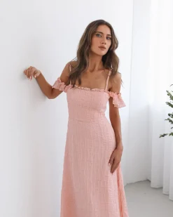 Clearance Nolira Dress - Pink Off The Shoulder Dresses|Maxi Dresses