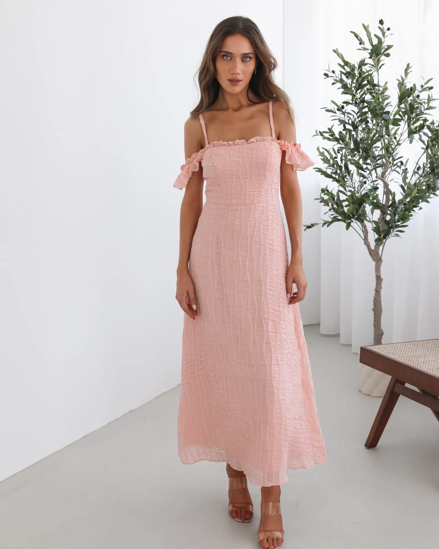 Clearance Nolira Dress - Pink Off The Shoulder Dresses|Maxi Dresses