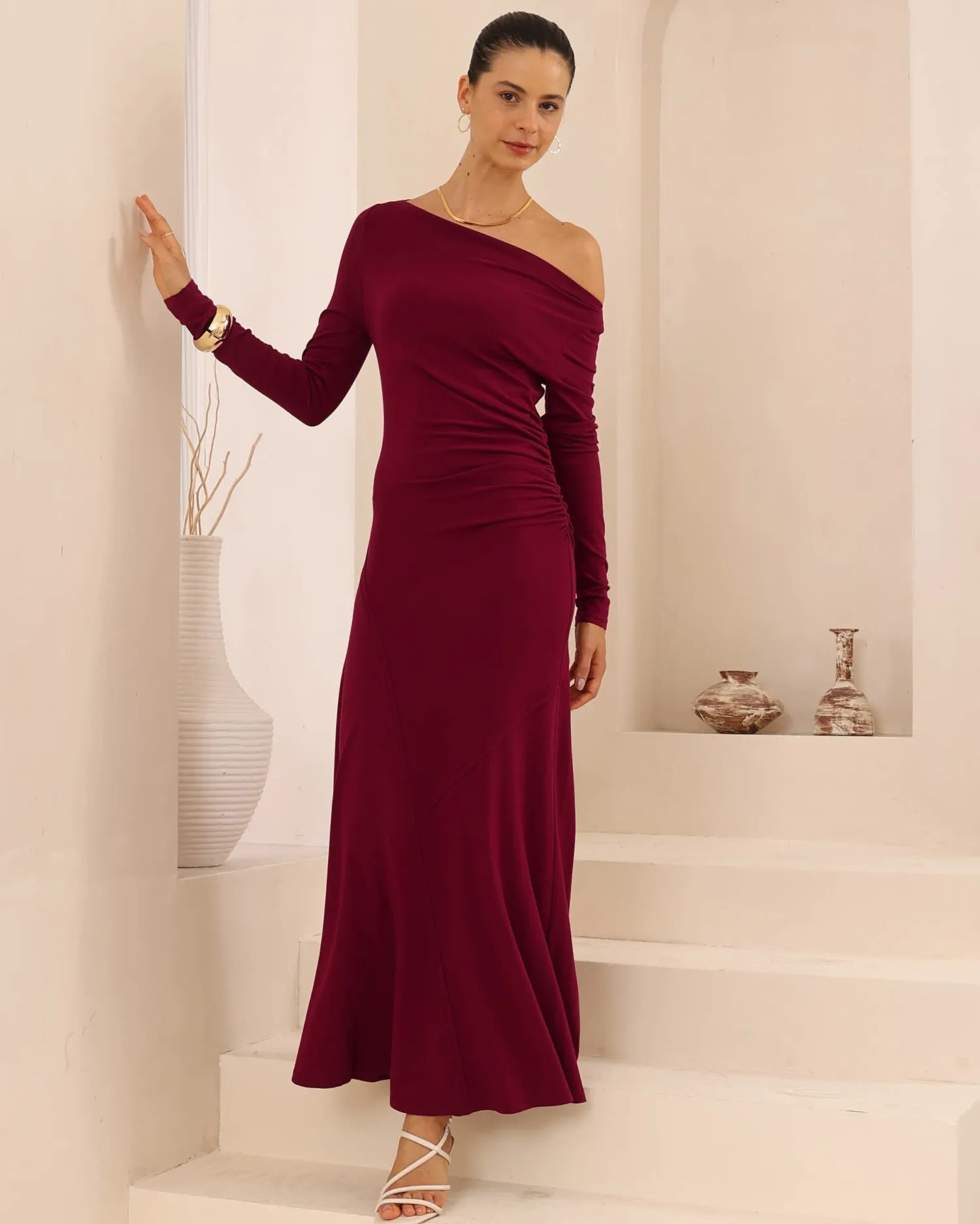 Outlet Noressa Dress - Maroon Curve Dresses|Maternity Dresses