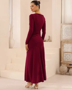 Outlet Noressa Dress - Maroon Curve Dresses|Maternity Dresses