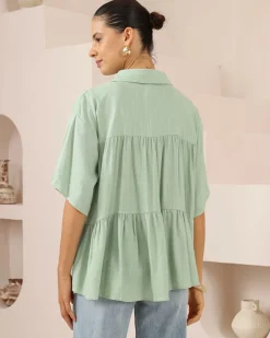 Clearance Nymeraine Blouse - Sage Basic Tops|Maternity Tops