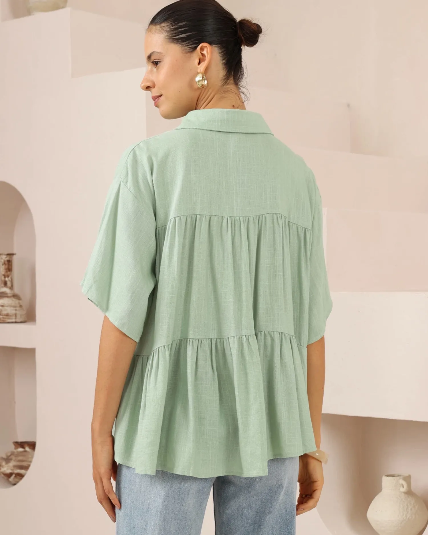 Clearance Nymeraine Blouse - Sage Basic Tops|Maternity Tops