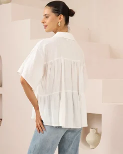 Sale Nymeraine Blouse - White Long Sleeve Tops|Basic Tops