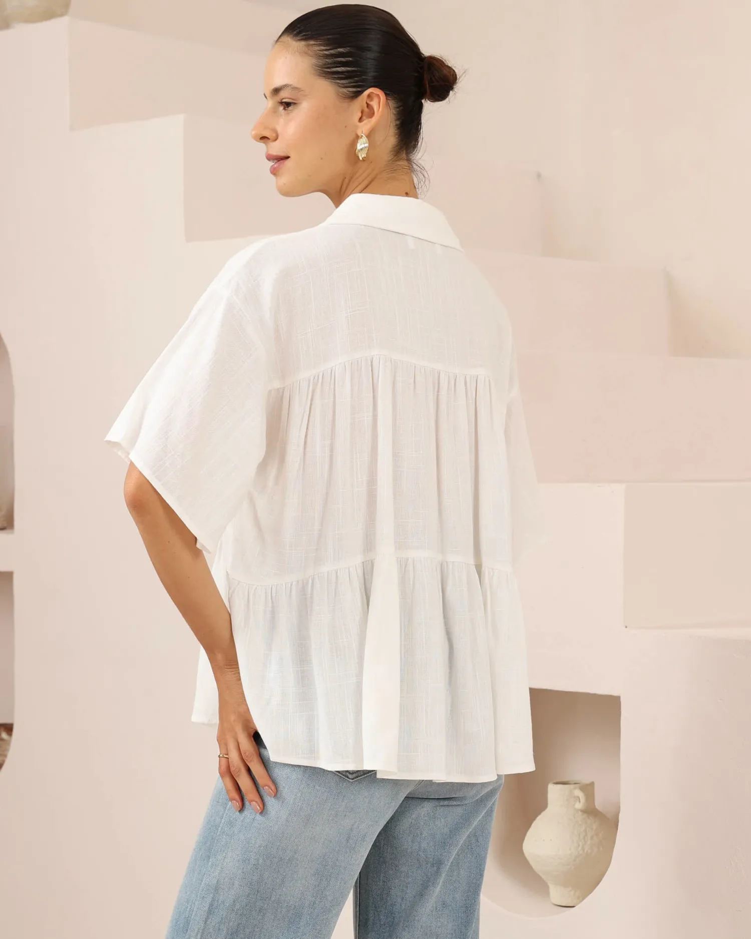 Sale Nymeraine Blouse - White Long Sleeve Tops|Basic Tops
