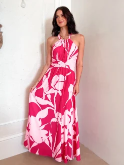 Best Nyra Dress - Red Floral Floral Dresses|Halter Dresses