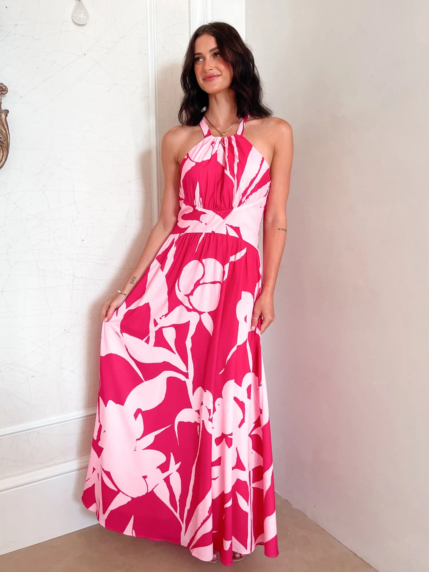 Best Nyra Dress - Red Floral Floral Dresses|Halter Dresses