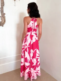 Best Nyra Dress - Red Floral Floral Dresses|Halter Dresses