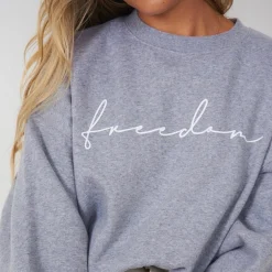 Hot Oversized Freedom Crop (Ash Grey) Long Sleeve Tops|Knitwear Tops