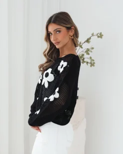 Online Pacino Knit Top - Black Long Sleeve Tops|Tops