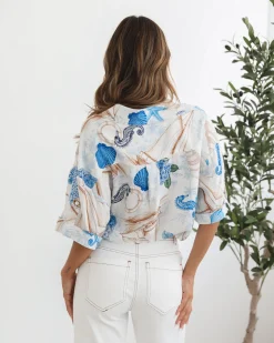 Online Pasheena Shirt - White Print Blouses & Shirts|Blouses & Shirts