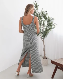 Hot Patrizia Dress - Black Gingham Gingham Dresses|Maxi Dresses