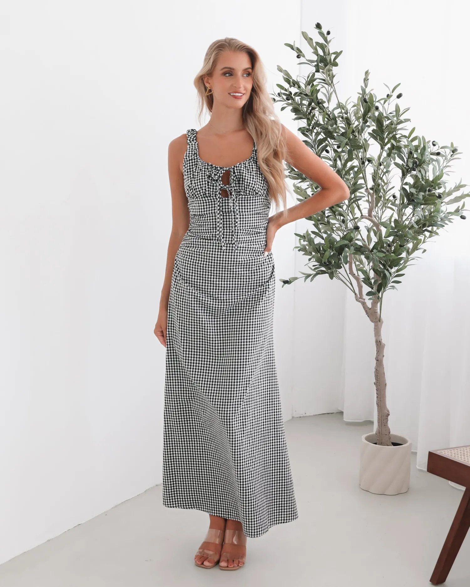 Hot Patrizia Dress - Black Gingham Gingham Dresses|Maxi Dresses
