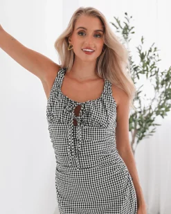 Hot Patrizia Dress - Black Gingham Gingham Dresses|Maxi Dresses