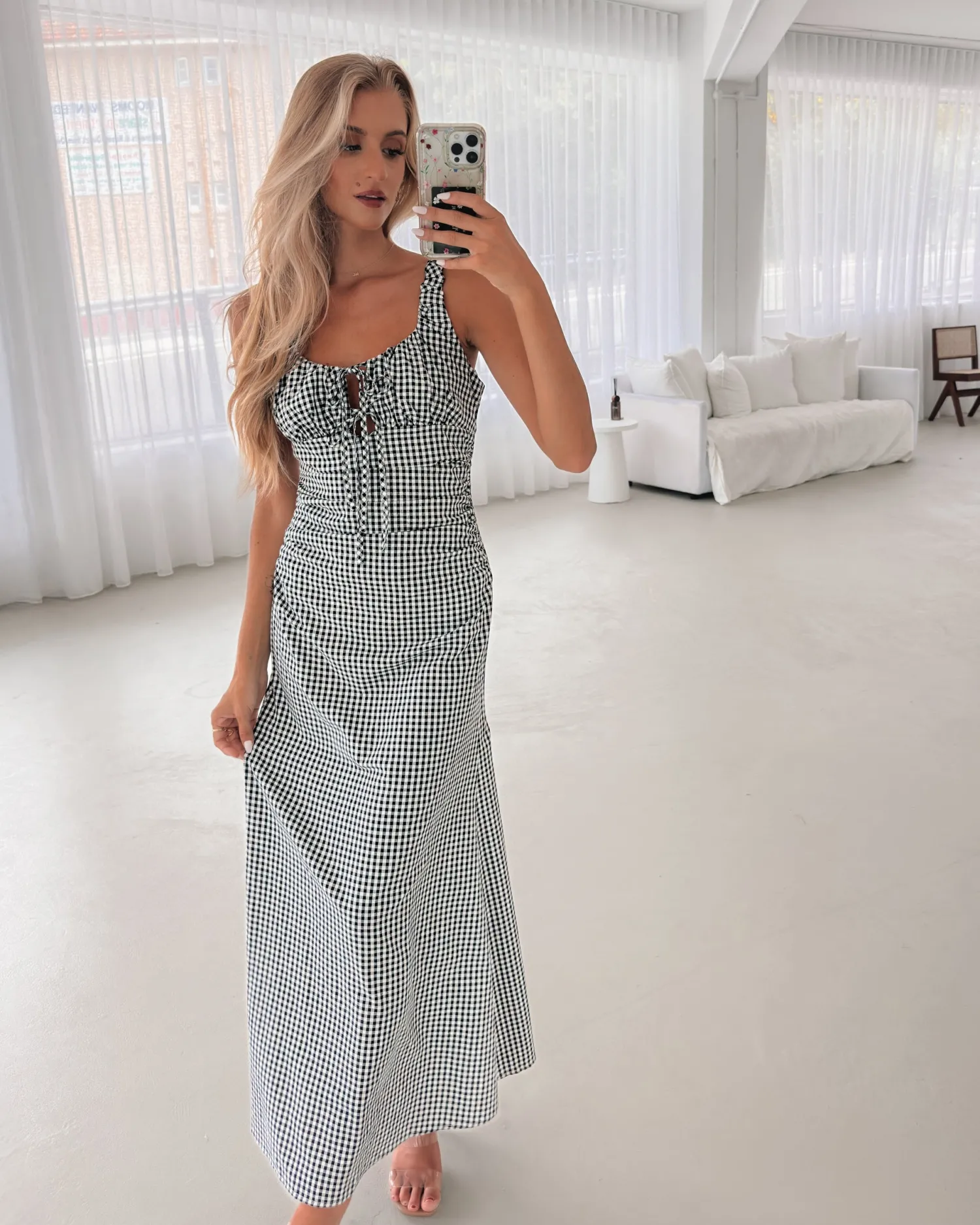 Hot Patrizia Dress - Black Gingham Gingham Dresses|Maxi Dresses