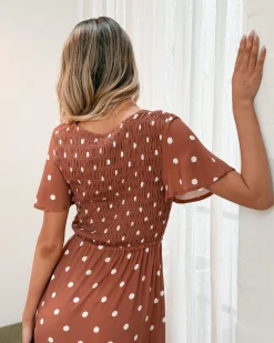 Clearance Pauletta Dress - Rust Spot Spot Dresses|Curve Dresses