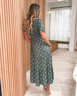 Sale Pauletta Dress - Sage Spot Curve Dresses|Spot Dresses