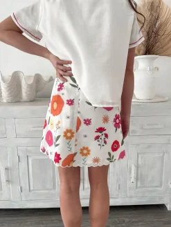 Outlet Paulette Top - White Floral Casual Tops|Crop Tops