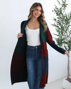 Outlet Perrine Coatigan - Wine Check Knitwear & Jumpers|Knitwear