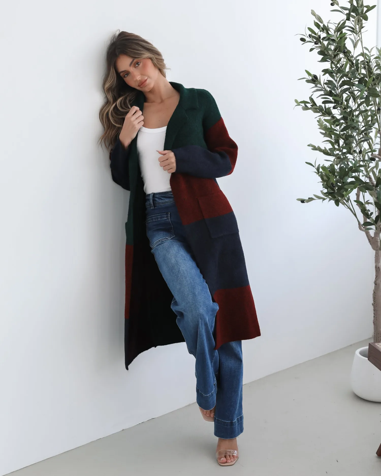 Outlet Perrine Coatigan - Wine Check Knitwear & Jumpers|Knitwear