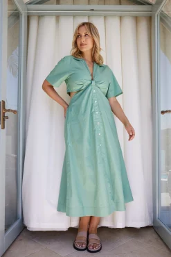Discount Rashka Dress - Sage Cut Out Dresses|Shirt Dresses