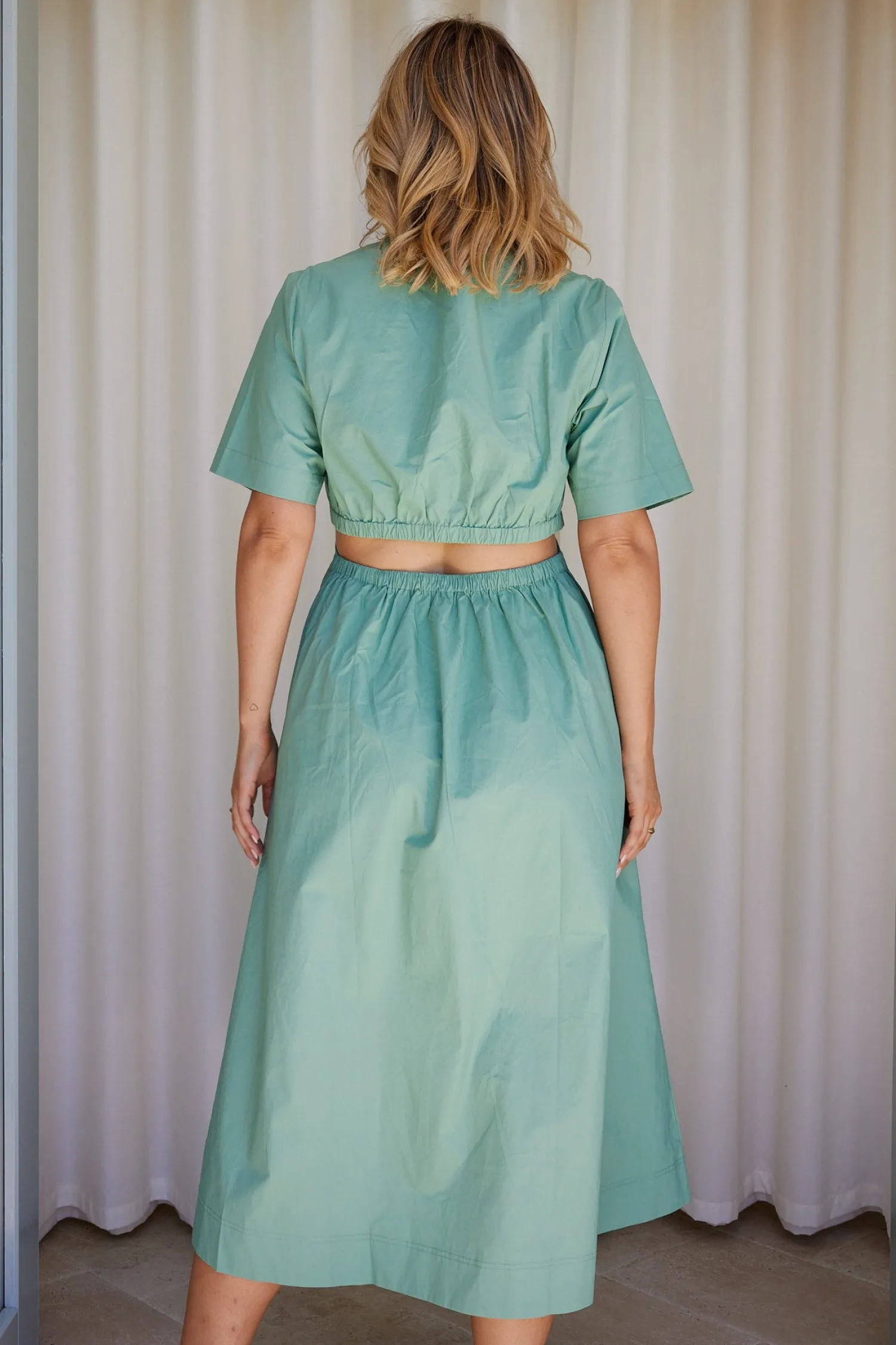 Discount Rashka Dress - Sage Cut Out Dresses|Shirt Dresses