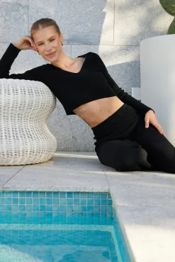 New Reanne Knit Top - Black Long Sleeve Tops|Crop Tops