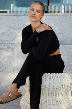 New Reanne Knit Top - Black Long Sleeve Tops|Crop Tops