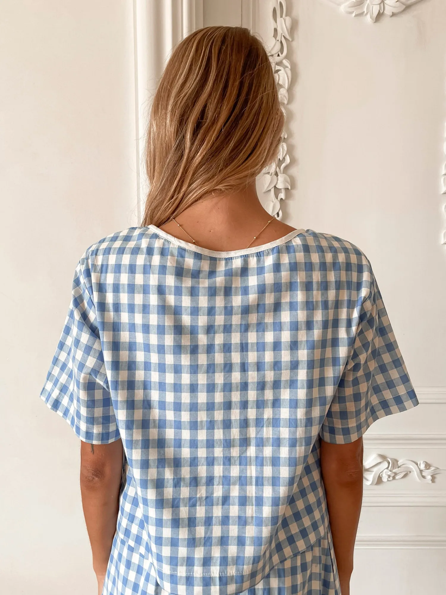Clearance Revan Top - Blue Check Crop Tops|Crop Tops