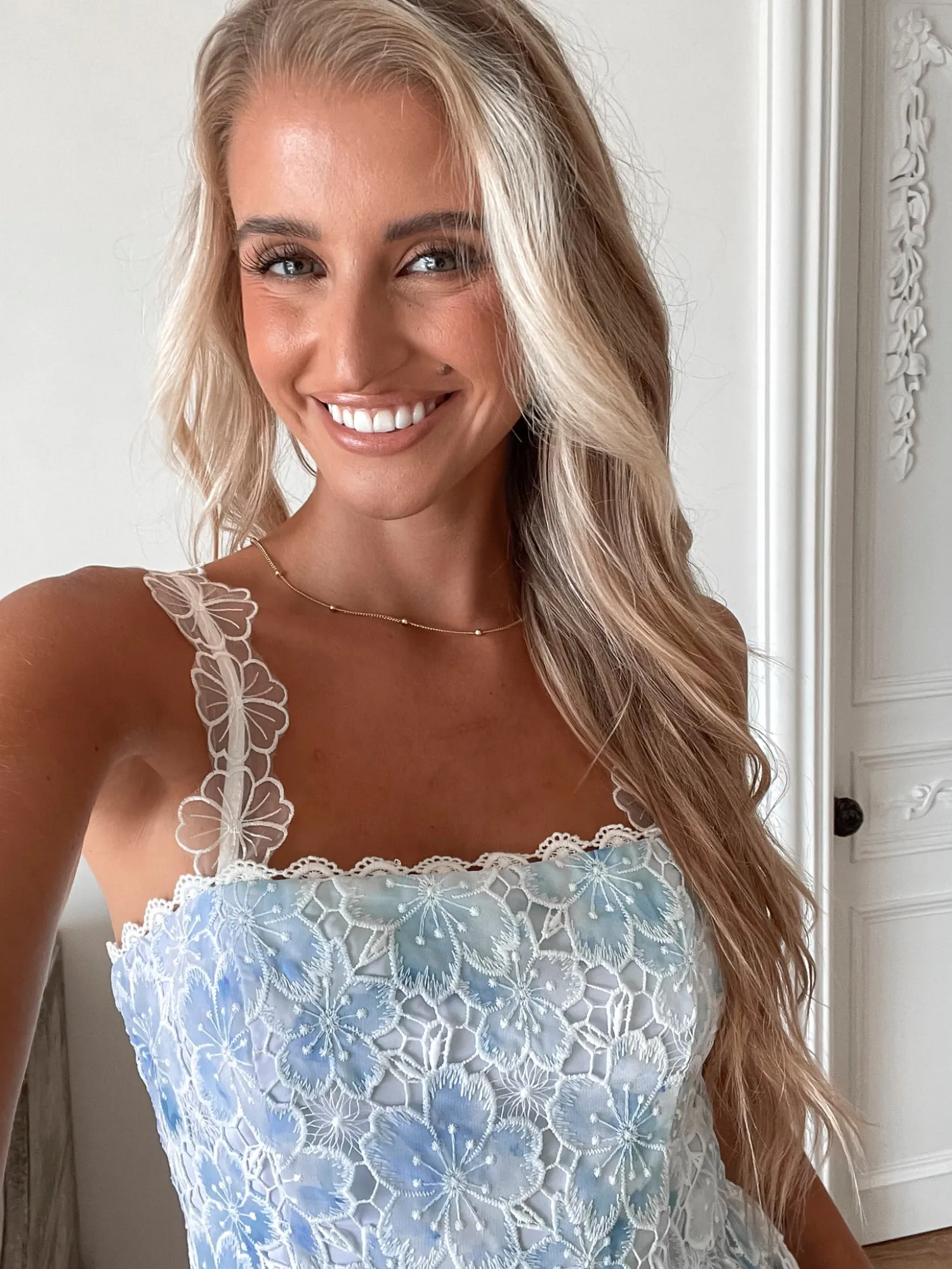 Best Riya Dress - Blue Floral Lace Dresses|Floral Dresses