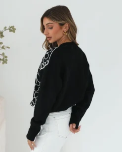 Best Roanne Knit - Black Print Jumpers|Jumpers