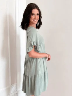 Online Robin Dress - Sage Linen Dresses|Shift Dresses