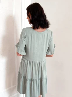 Online Robin Dress - Sage Linen Dresses|Shift Dresses