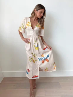 Hot Rozellia Dress - Cream Print Linen Dresses|Maternity Dresses