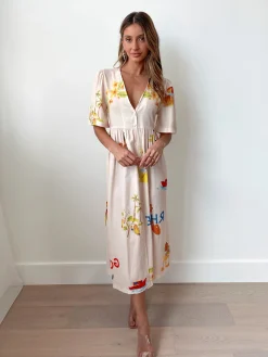 Hot Rozellia Dress - Cream Print Linen Dresses|Maternity Dresses