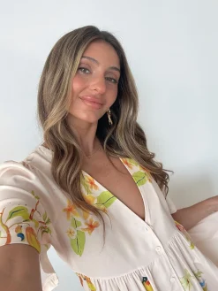 Hot Rozellia Dress - Cream Print Linen Dresses|Maternity Dresses