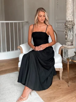 New Rozetta Dress - Black Linen Dresses|Maxi Dresses