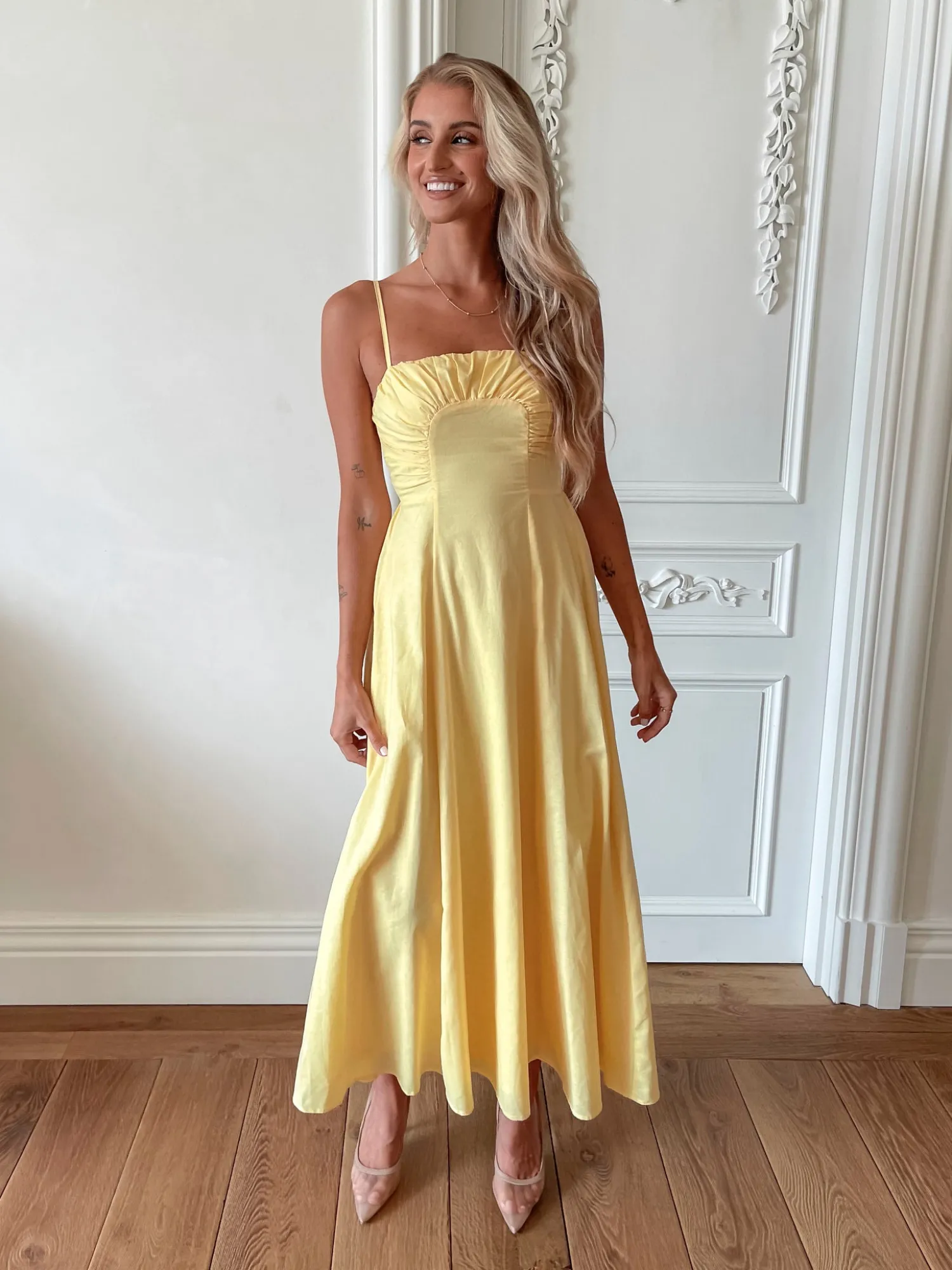 Sale Rozetta Dress - Yellow Linen Dresses|Maxi Dresses