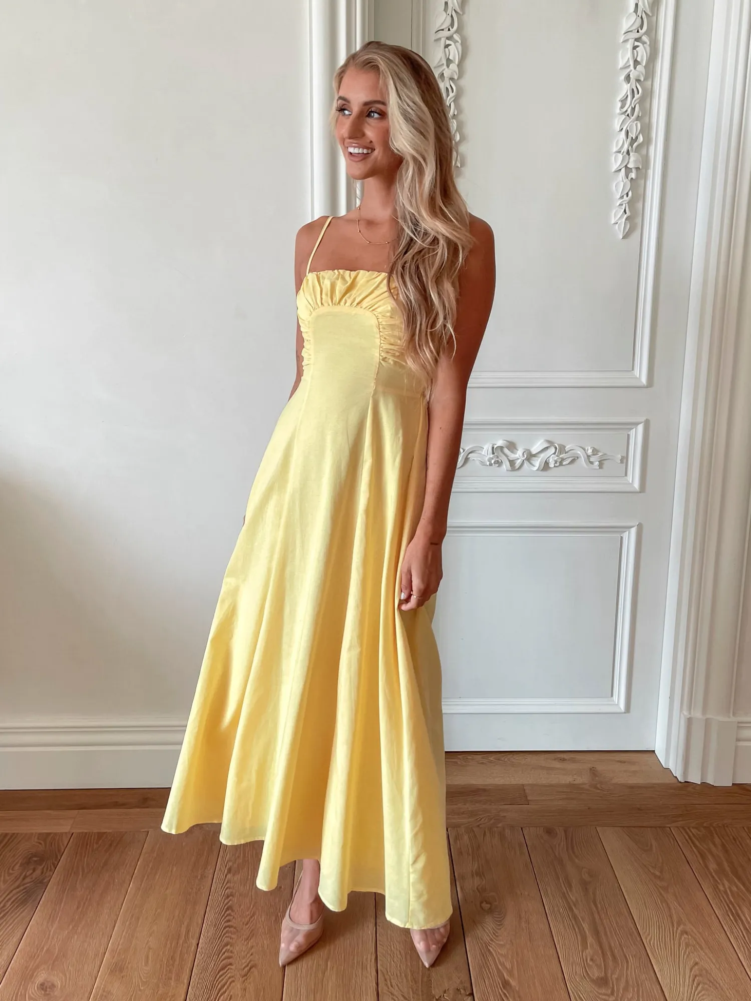 Sale Rozetta Dress - Yellow Linen Dresses|Maxi Dresses