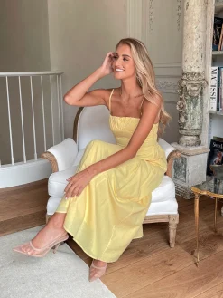Sale Rozetta Dress - Yellow Linen Dresses|Maxi Dresses