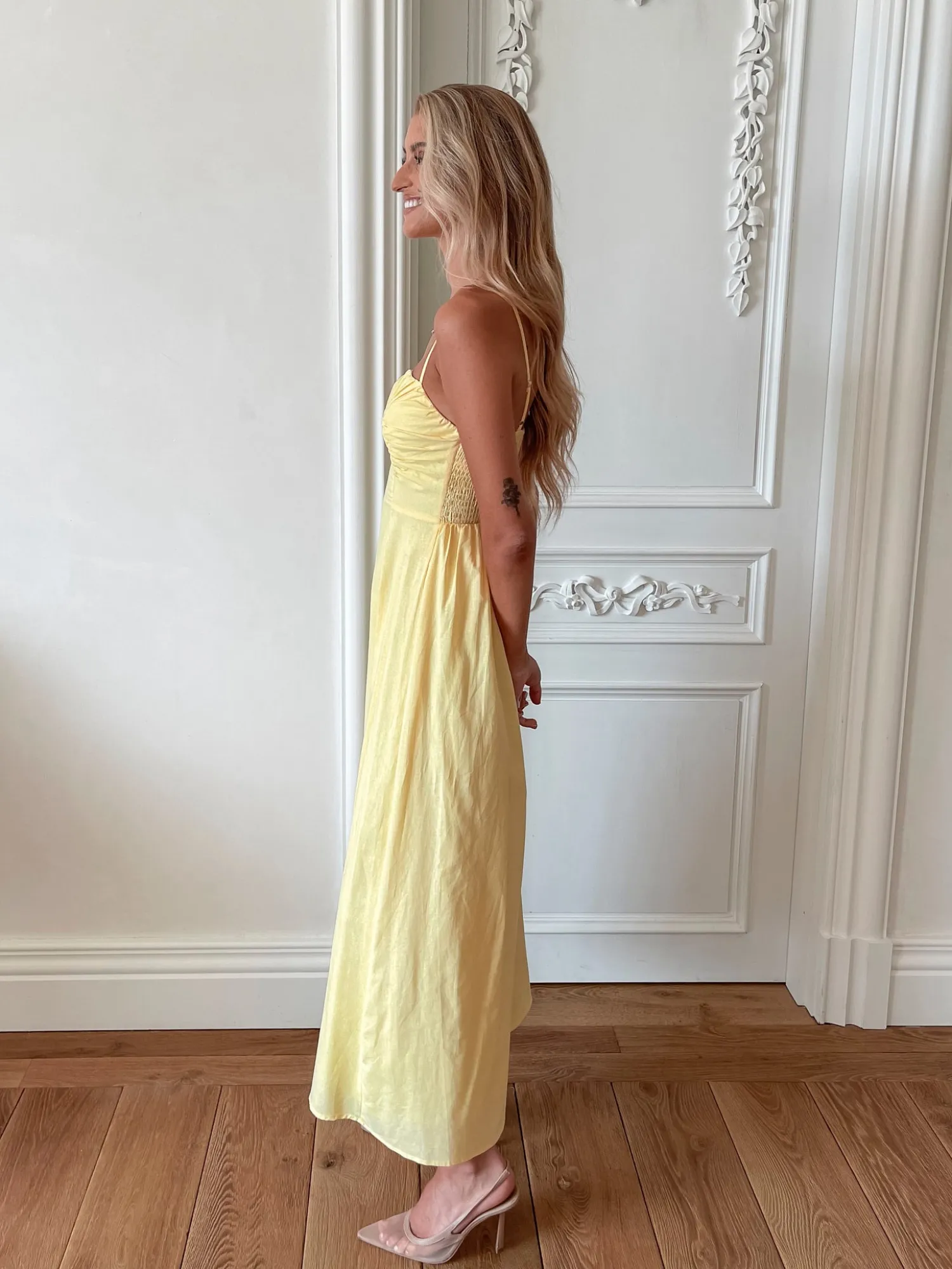 Sale Rozetta Dress - Yellow Linen Dresses|Maxi Dresses