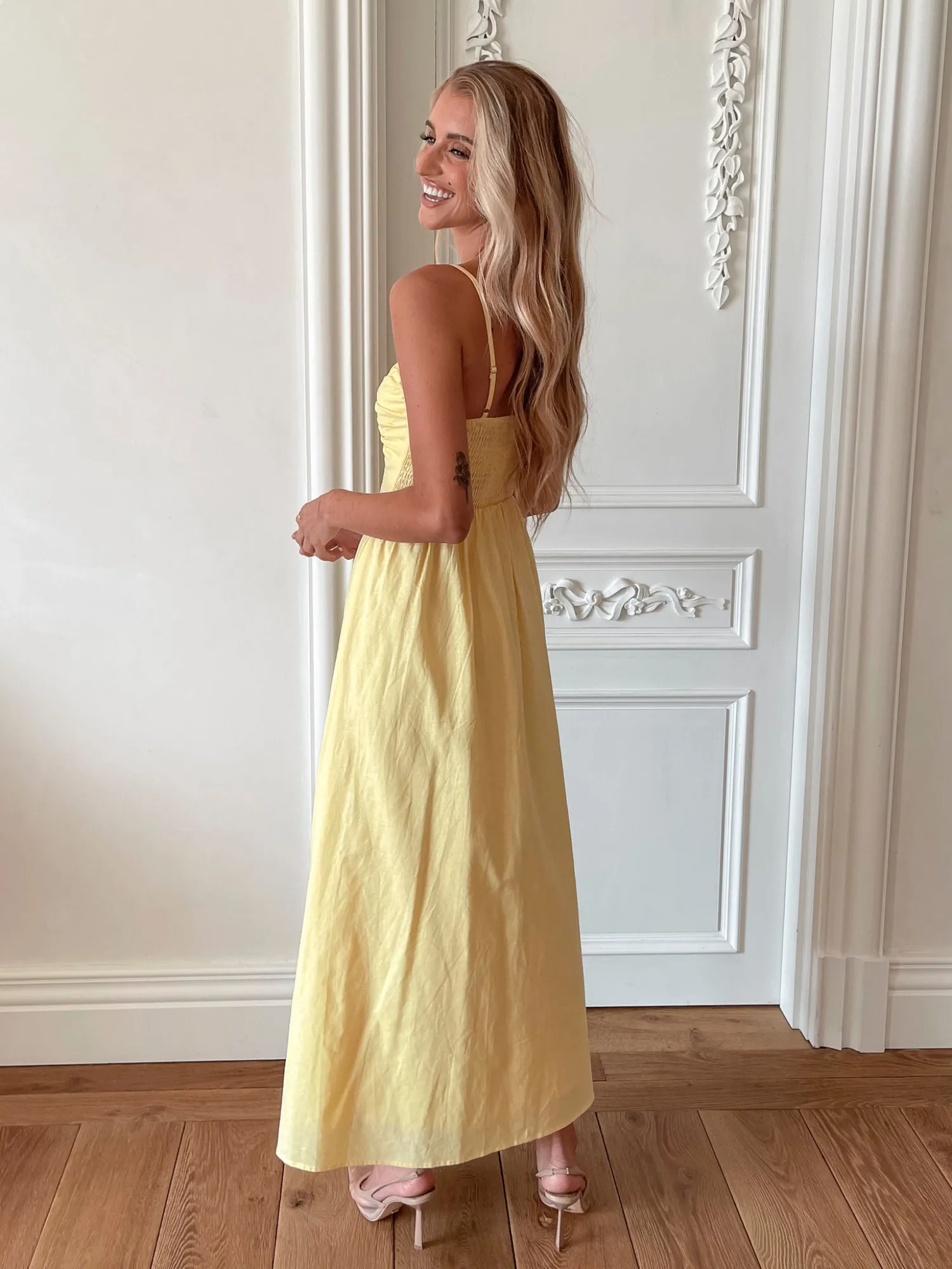 Sale Rozetta Dress - Yellow Linen Dresses|Maxi Dresses