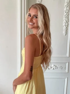 Sale Rozetta Dress - Yellow Linen Dresses|Maxi Dresses