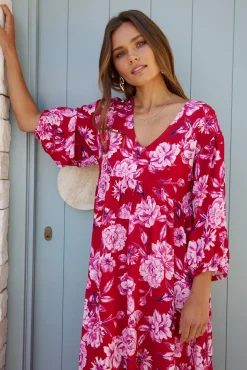 Hot Samarra Dress - Red Floral Floral Dresses|Curve Dresses
